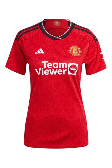 adidas Red Manchester United EPL Home Shirt 2023-24 - Garnacho 17 Womens