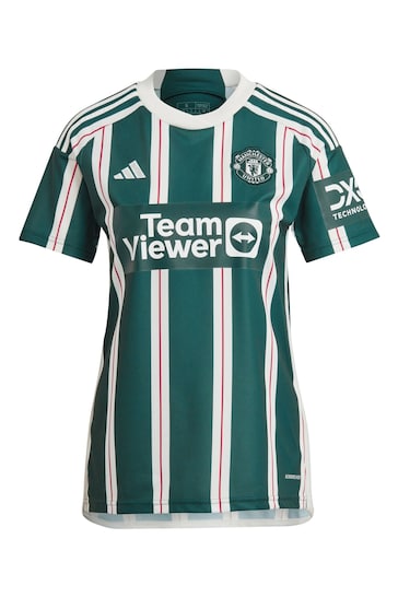 adidas Green Manchester United EPL Away Shirt 2023-24 - Garnacho 17 Womens