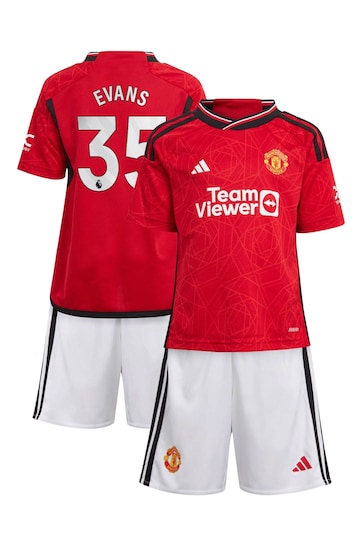 adidas Red Manchester United EPL Home Mini Kit 2023-24 - Evans 35 Minikit