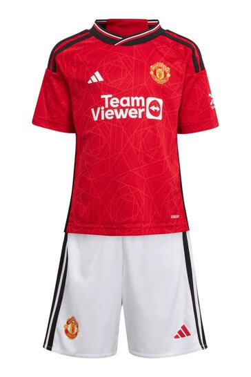 adidas Red Manchester United EPL Home Mini Kit 2023-24 - Evans 35 Minikit
