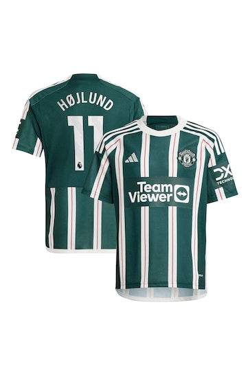adidas Green Manchester United EPL Away Shirt 2023-24 - Hojlund 11 Kids