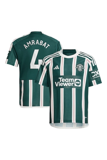 adidas Green Manchester United EPL Away Shirt 2023-24 - Amrabat 4 Kids