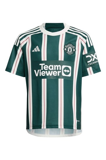 adidas Green Manchester United EPL Away Shirt 2023-24 - Amrabat 4 Kids