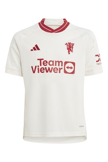 adidas White Manchester United EPL Third Shirt 2023-24 - Hojlund 11 Kids