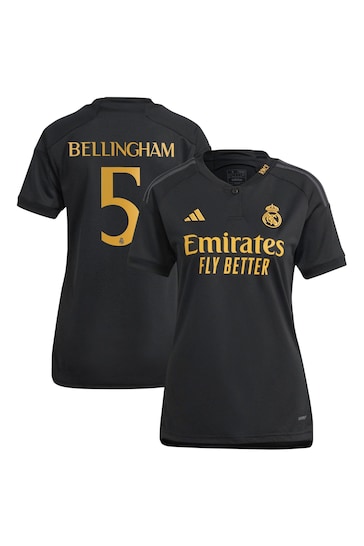 adidas Black Real Madrid Third Shirt 2023-24 - Bellingham 5 Womens