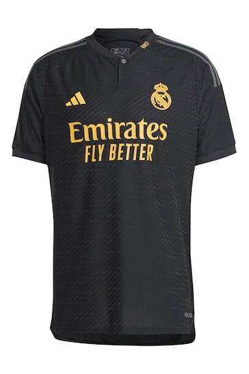 adidas Black Real Madrid Third Authentic Shirt 2023-24 - Bellingham 5