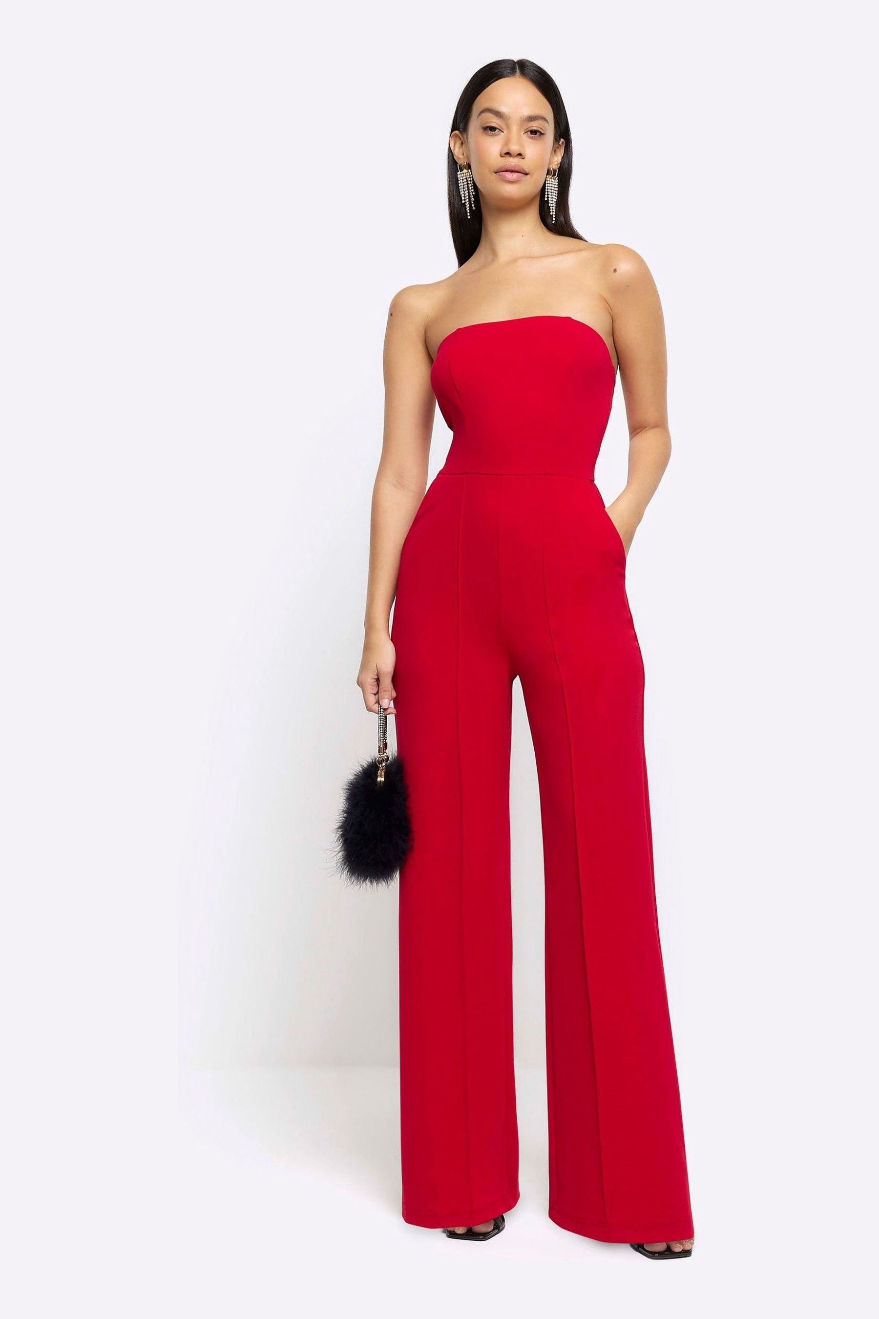 River island outlet red playsuit