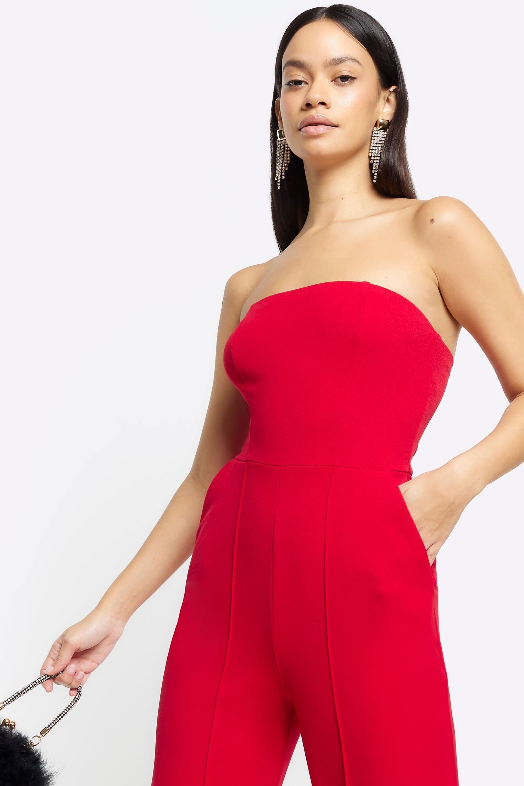 River island red jumpsuit clearance