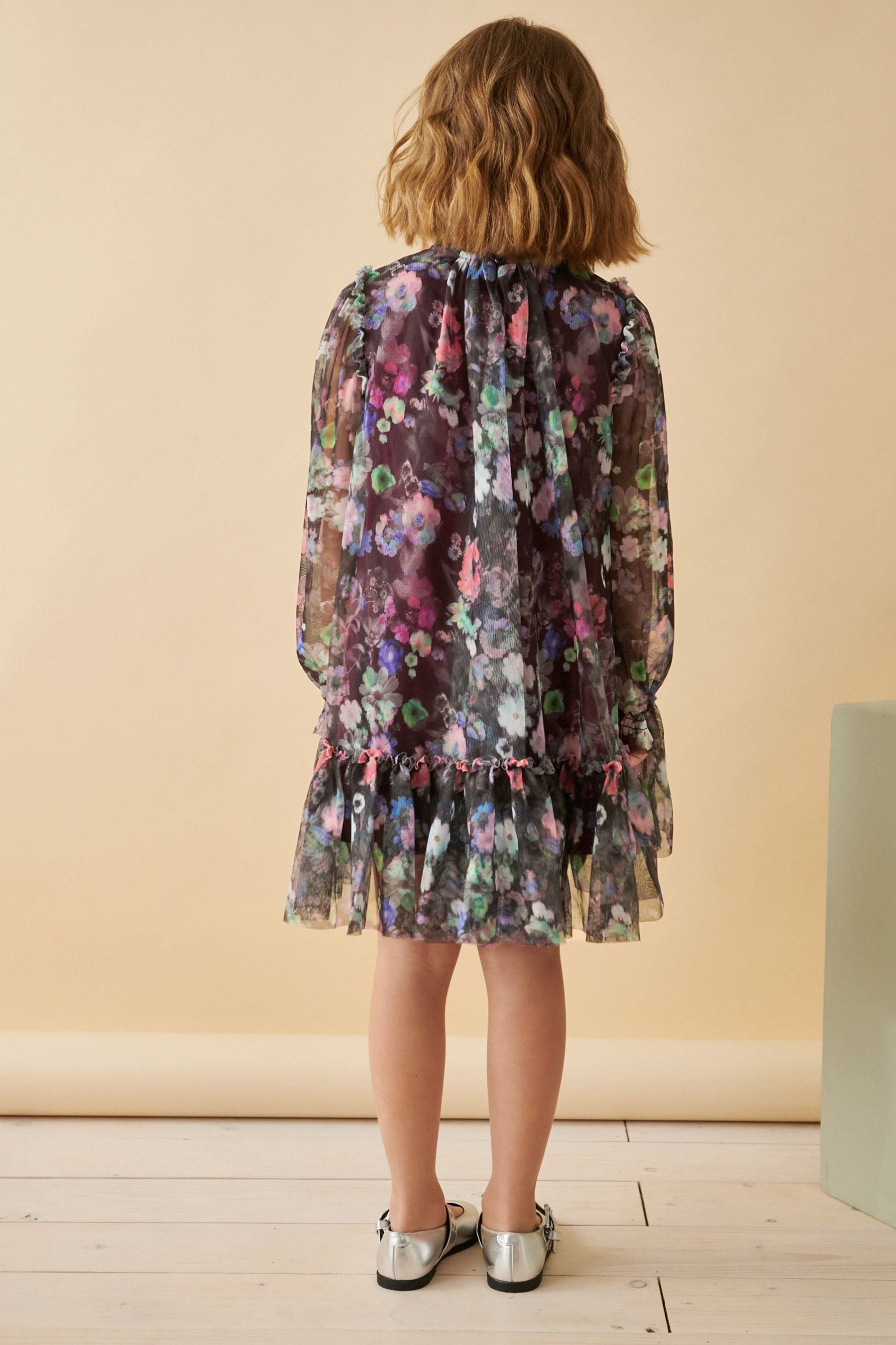 Buy Black Floral Mesh Long Sleeve Dress 3 16yrs from the Next UK online shop