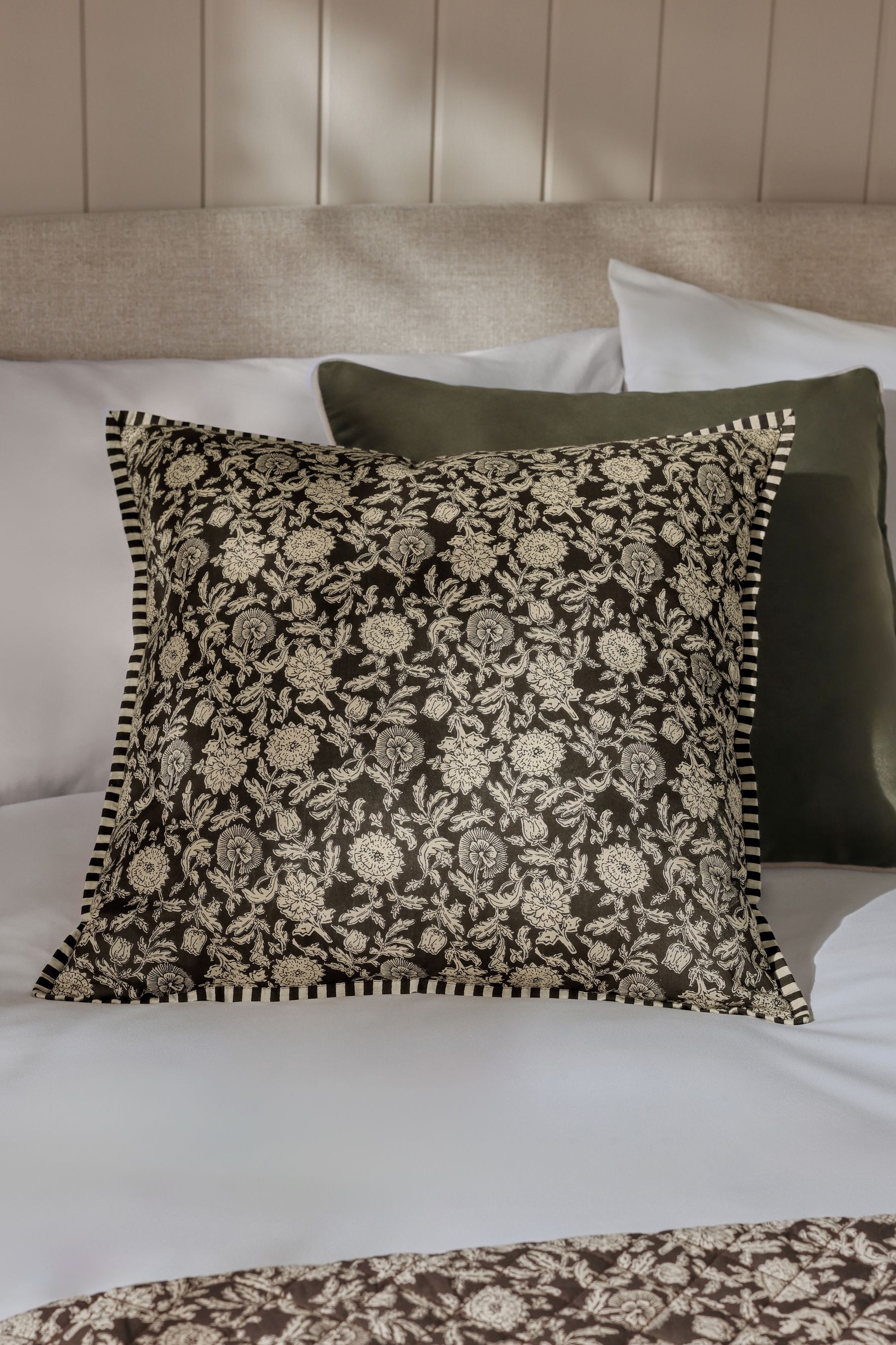 Black and white floral pillow best sale