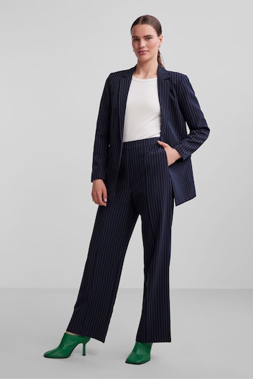 PIECES Blue Pinstripe Relaxed Fit Stretch Blazer