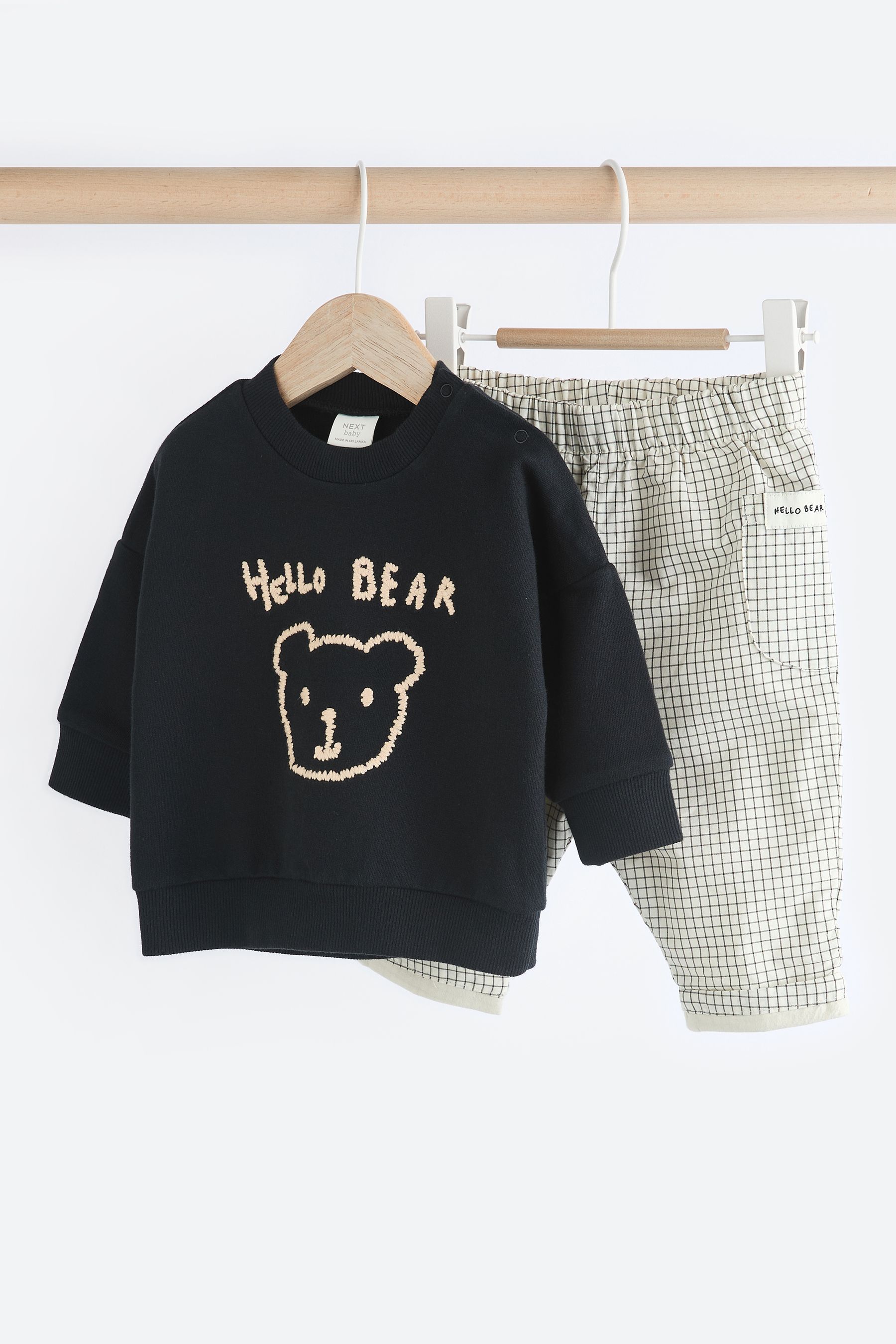 Black White Bear Baby Sweatshirt and Joggers Set