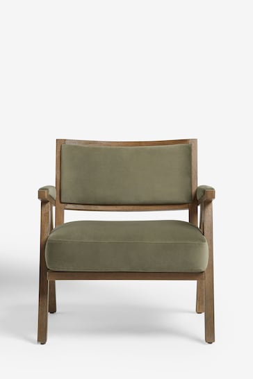 Bronx Frame, Soft Velvet Sage Green Abe Wooden Accent Chair