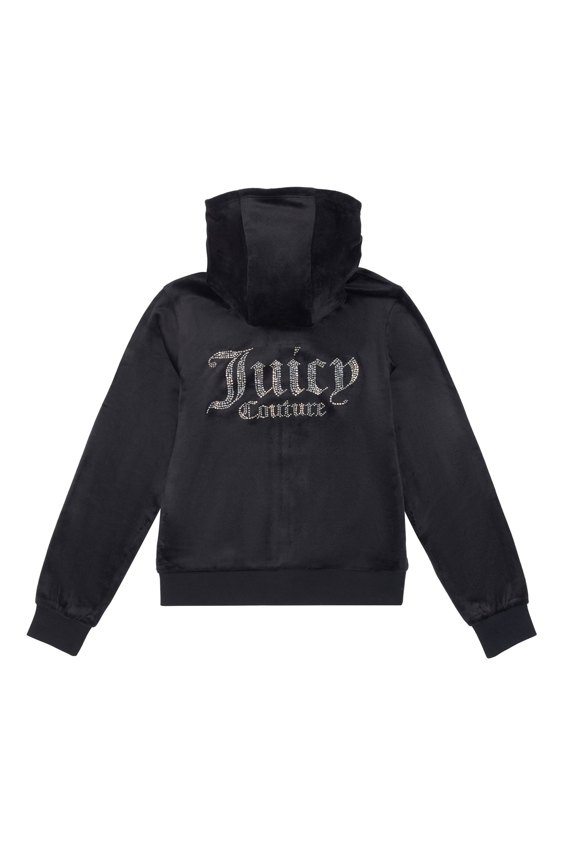 Juicy Couture Black Diamante Zip Through Hoodie