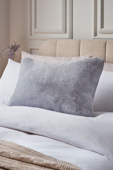 Grey Soft To Touch Plush 40 x 59cm Faux Fur Cushion