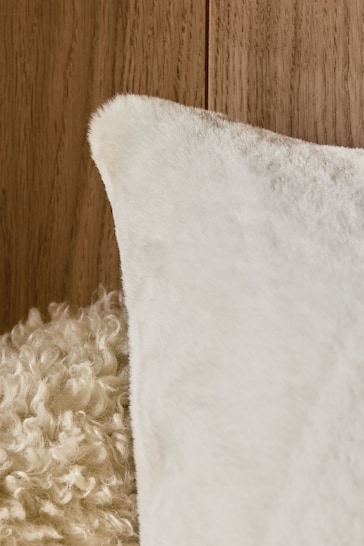 Ivory Soft To Touch Plush 59 x 59cm Faux Fur Cushion