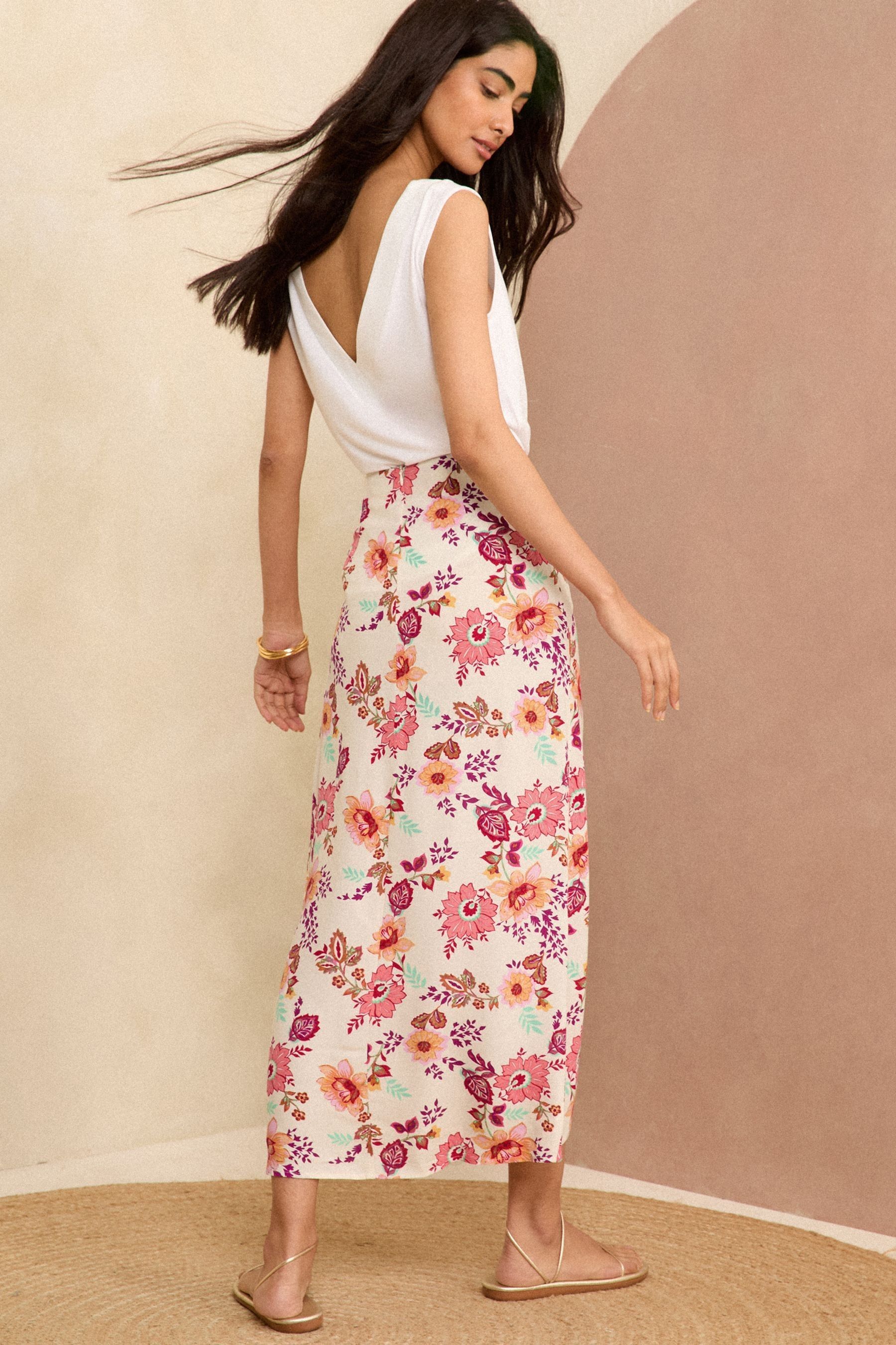 White ruched midi skirt outlet