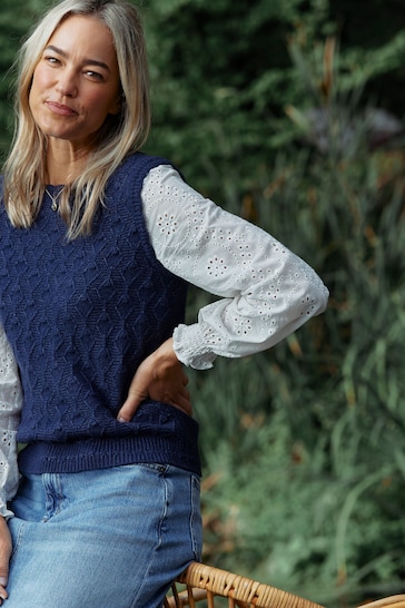 FatFace Blue Winona 2-In-1 Knitted Jumper