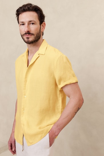 Banana Republic Yellow Lyam Silk Resort Shirt