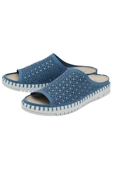 Lotus Blue Open Toe Mule Sandals