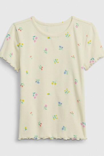 Gap Cream Soft Knit Lettuce Sleeve T-Shirt (4-13yrs)