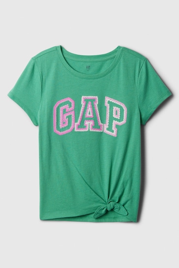 Gap Green Logo Knot-Tie Short Sleeve Crew Neck T-Shirt (4-13yrs)
