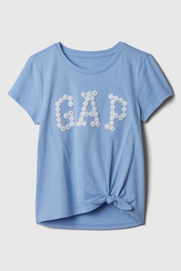 Gap Blue Logo Knot-Tie Short Sleeve Crew Neck T-Shirt (4-13yrs)