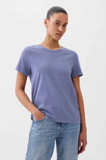 Gap Blue Organic Cotton Vintage Crew Neck T-Shirt