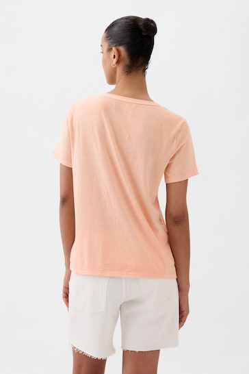 Gap Orange Organic Cotton Vintage Short Sleeve V Neck T-Shirt