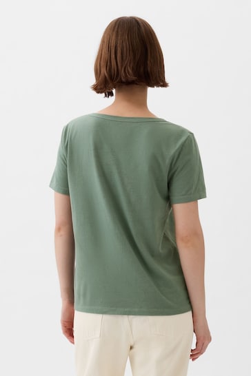 Gap Green Organic Cotton Vintage Short Sleeve V Neck T-Shirt