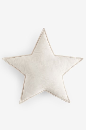 Natural Crinkle Muslin Cotton Star Cushion