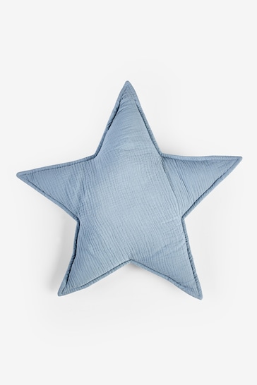 Blue Crinkle Muslin 100% Cotton Star Cushion