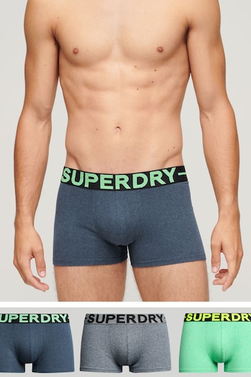 Superdry Blue Organic Cotton Trunk 3 Pack