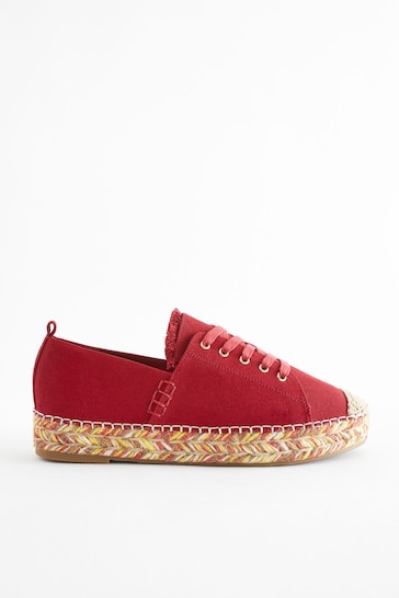 Red Forever Comfort® Espadrille Toe Cap Lace-Up Trainers
