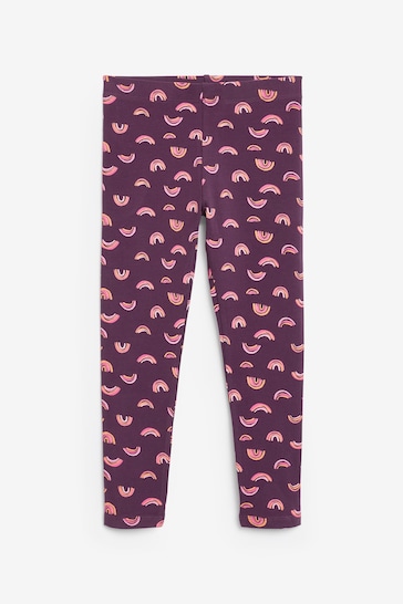 Pink/Purple Rainbow/Ochre Yellow Spot Leggings 5 Pack (3-16yrs)