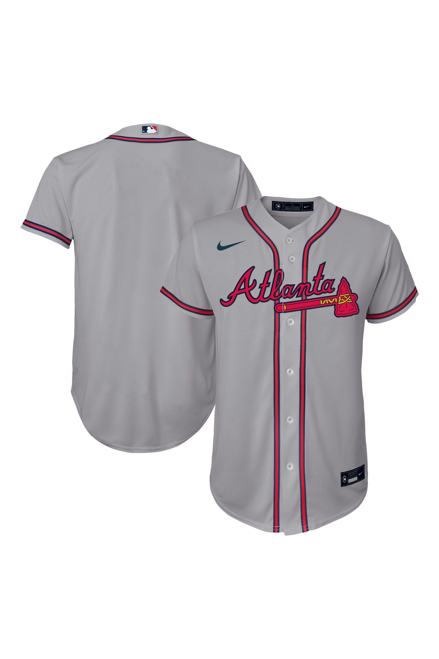 Buy Fanatics Grey MLB Atlanta Braves Official Replica Road Jersey Youth from the Next UK online shop