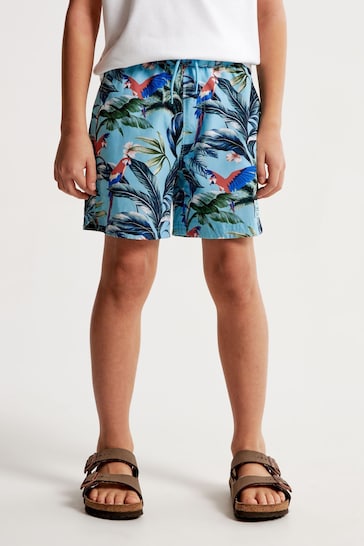 Abercrombie & Fitch Blue Tropical Parrot Print Swim Shorts