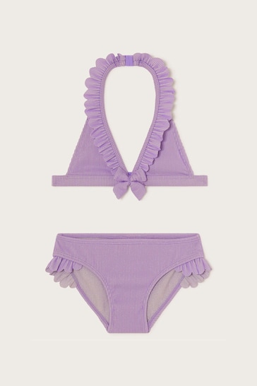 Monsoon Purple Sparkle Ribbed Bikini Set