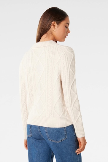 Forever New White Cassie Cable Knit Cardigan
