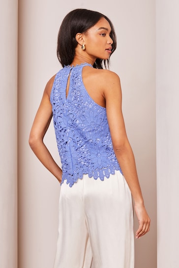 Lipsy Blue Lace Halter Top