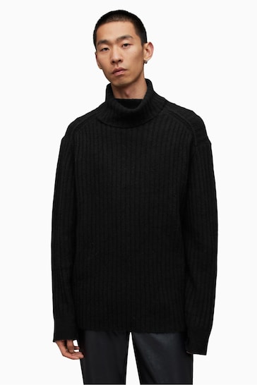 AllSaints Black Varid Funnel Neck Sweater