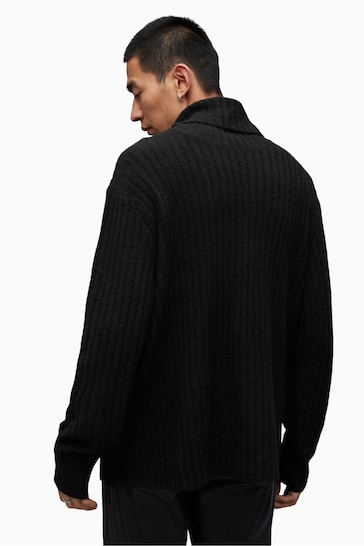 AllSaints Black Varid Funnel Neck Sweater