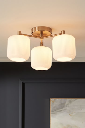 Brass Ryker 3 Light Flush Ceiling Light Fitting - Also Suitable for Use in Bathrooms