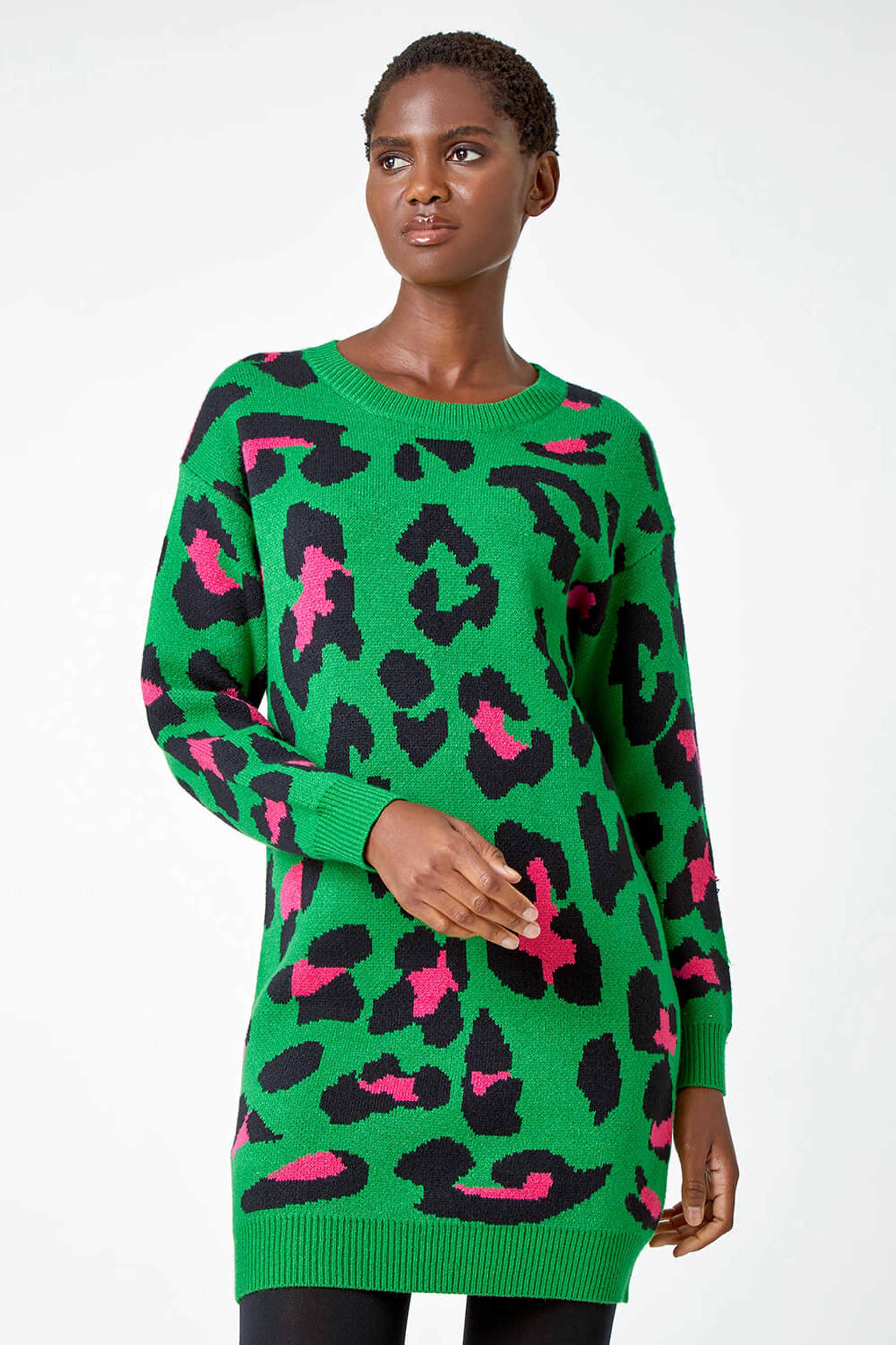 Green animal clearance print sweater