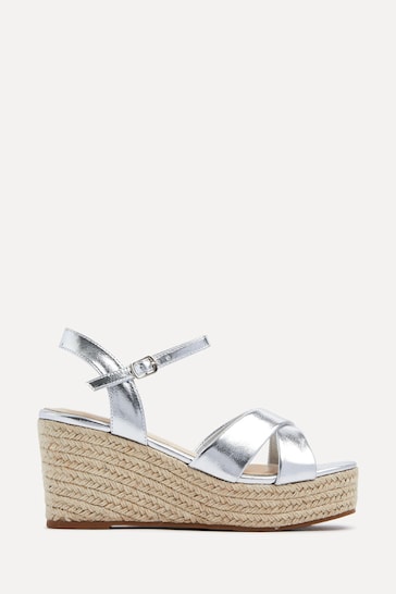 Linzi Silver Vision Crossover Rope Detail Wedges