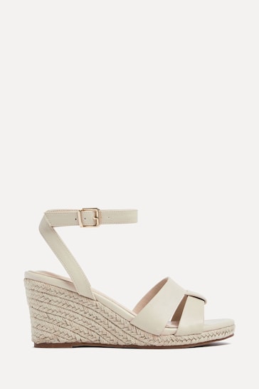 Linzi Nude Bahia Plaited Straw Wedges With Ankle Strap