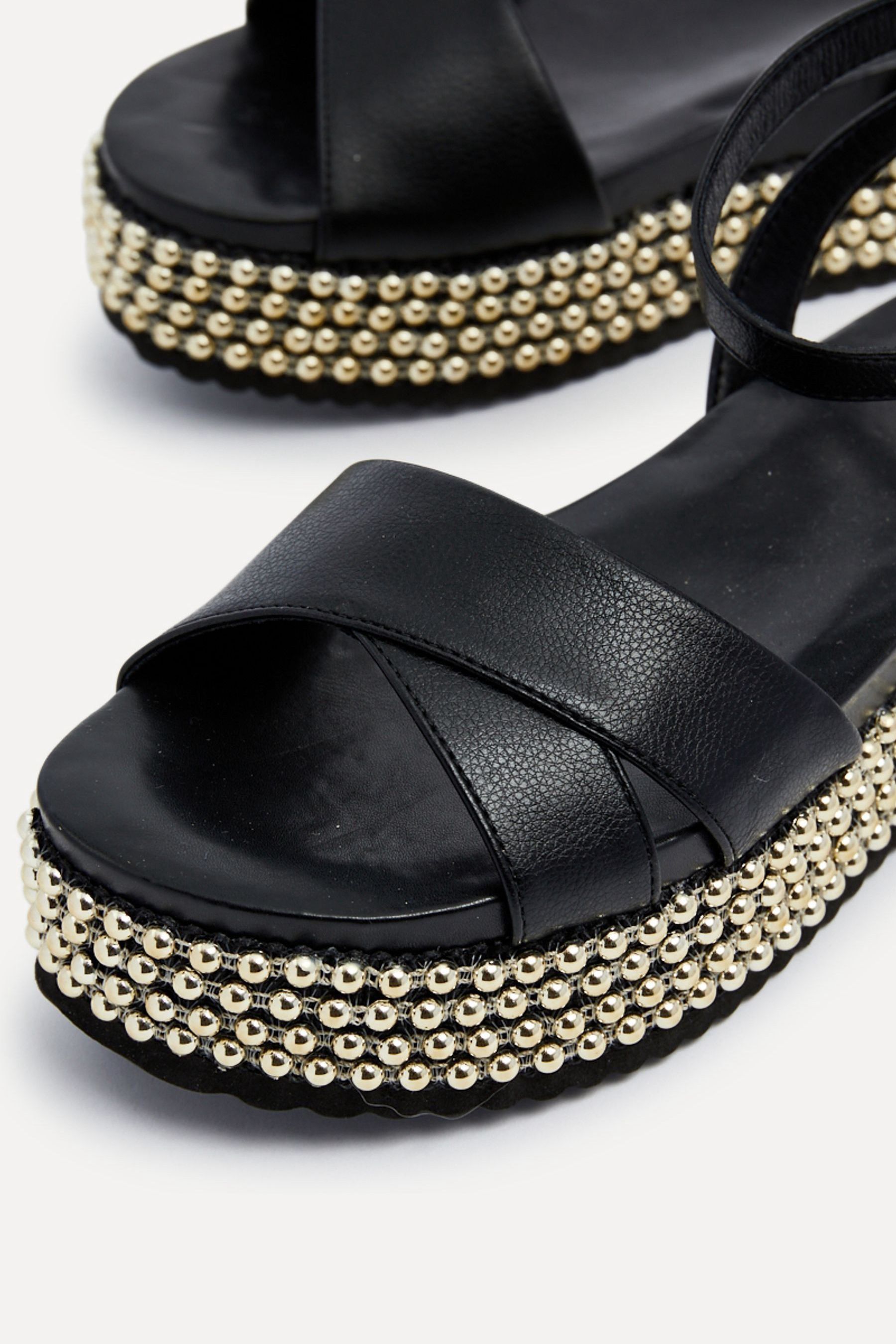Buy Linzi Black Fiesta Beaded Embellished Wedges With Cross Over Front Strap from the Next UK online shop
