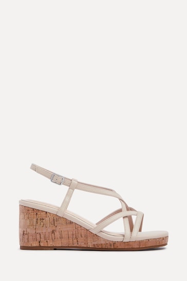 Linzi Nude Safiya Strappy Wedge Sandals With Wrap Around Ankle Strap