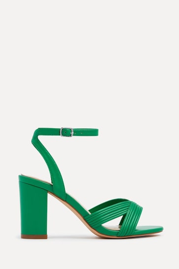 Linzi Green City Block Heeled Sandals With Wrap Around Ankle Strap