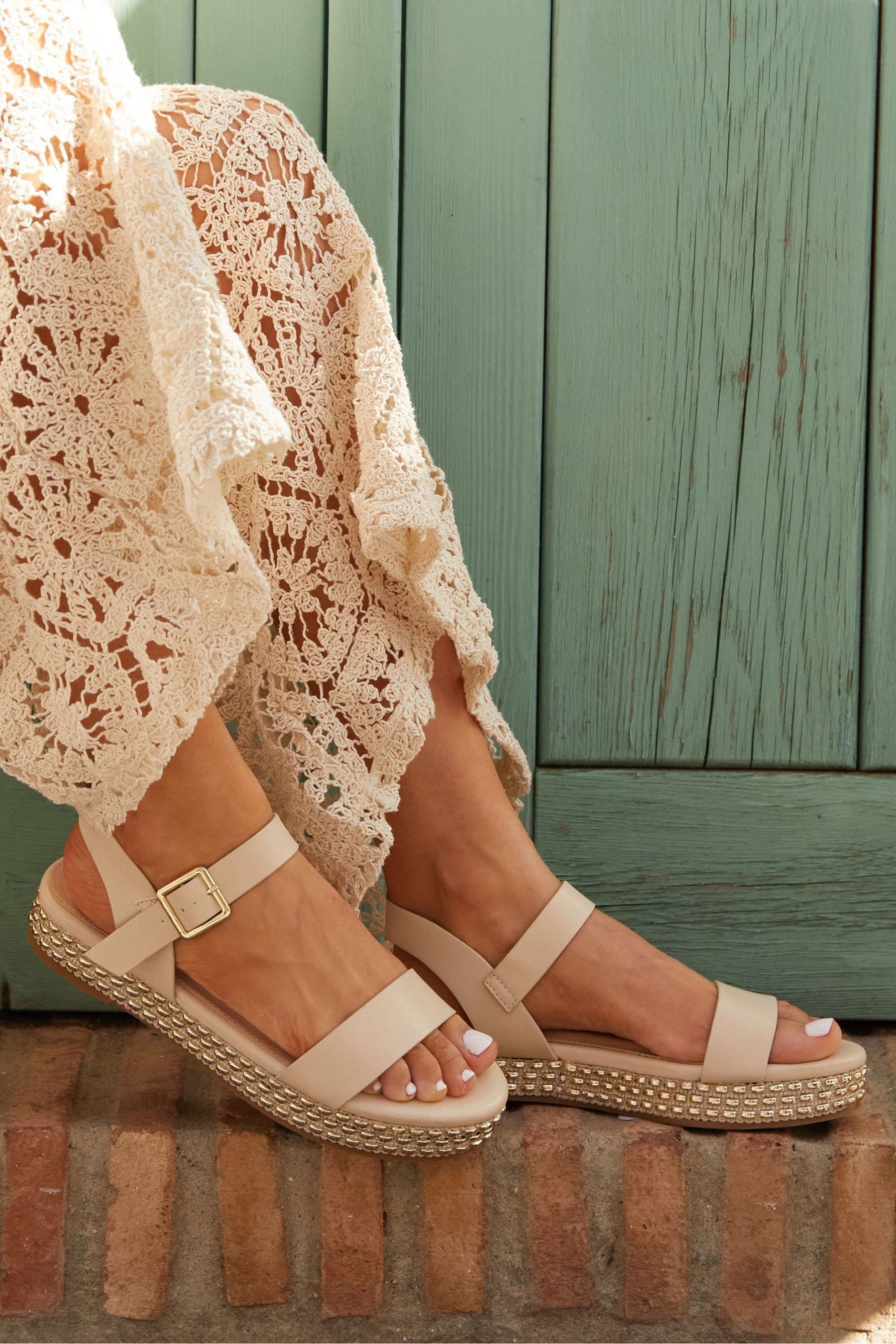 Cream flatform sandals sales
